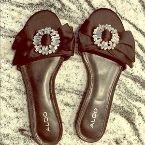 NEW Aldo crystal satin flat sandals